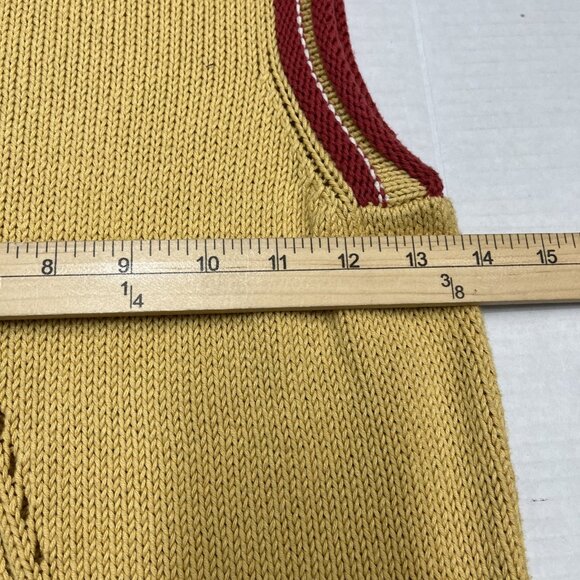 Vintage Y2K Mag Sweater Vest Womens M Yellow Mixed Knit Pullover 70s Retro Indie - Picture 4 of 7